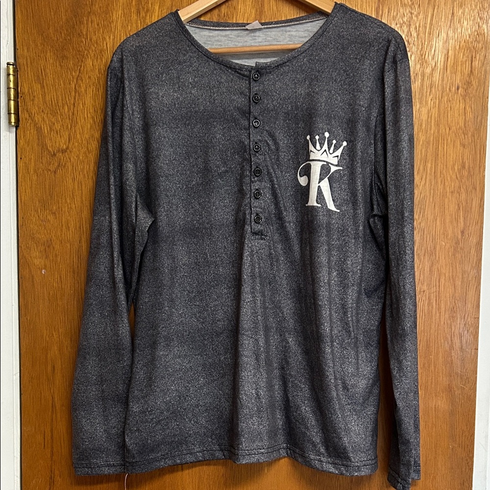 Men's Charcoal Long Sleeve Henley Shirt